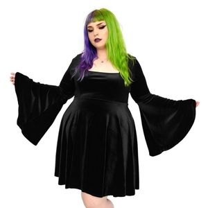 Foxblood Willow Velvet Bell Sleeve Dress